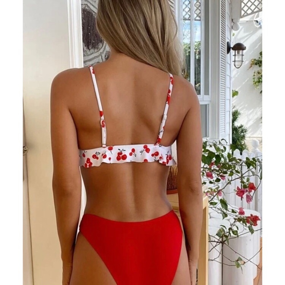 Red Cherry Ruffle Bikini - Picture 2 of 5